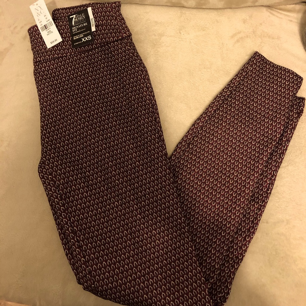 Patterned High waisted pull-on slim leg pant NWT